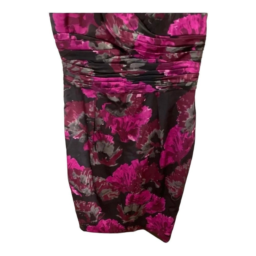 Jones New York Floral Print Party Dress Ruched Sweetheart Petite 8P - Picture 4 of 7